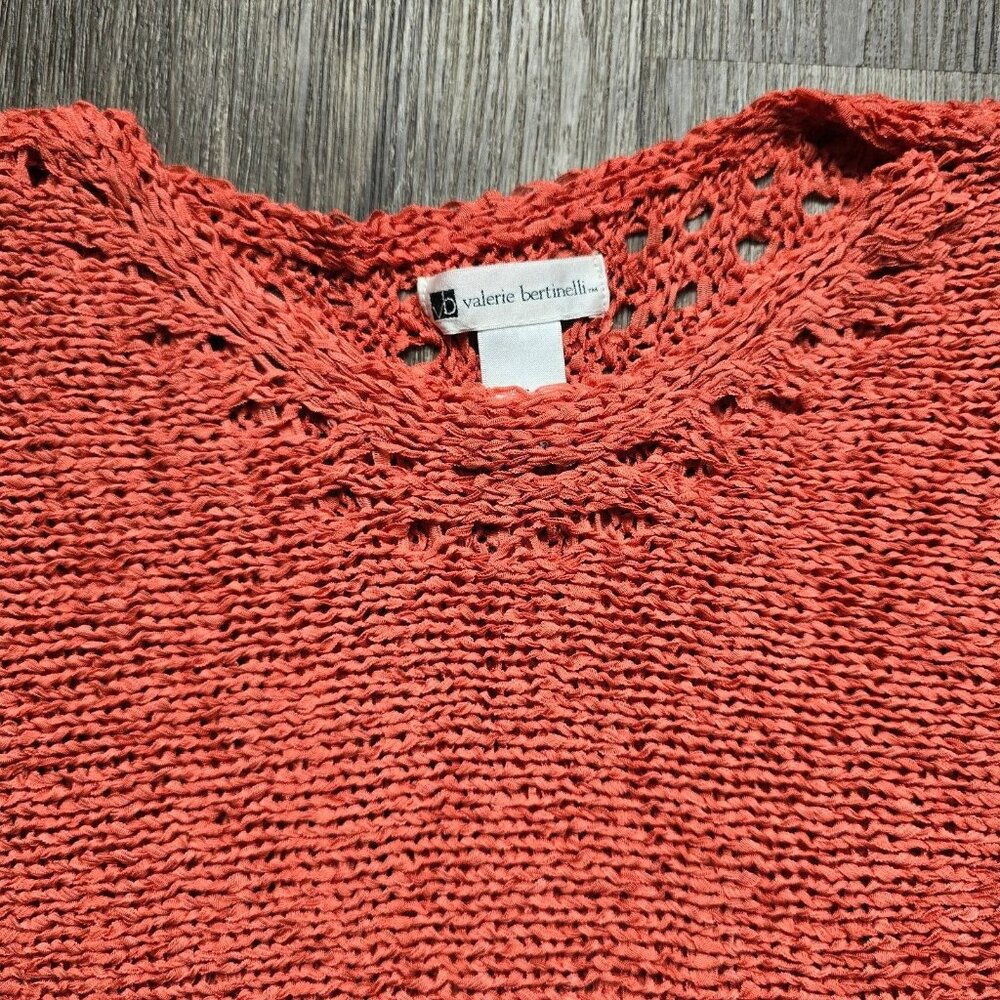 Valerie Bertinelli Sweater Womens Small Coral Stretch Kimono Sleeve Crochet Boho - Picture 12 of 16